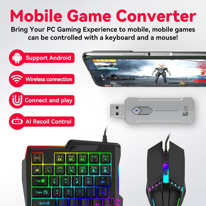 RGB-gamingtangentbord och muscombo – Ergonomiskt adapterset för handkontroll – Zyvorn