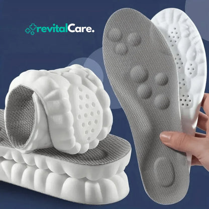 Weiße orthopädische Massagesandalen mit grauen Einlegesohlen, ergonomisch, RevitalCare.
