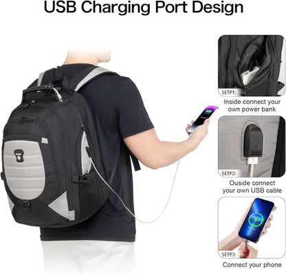 Vattentät anti-stöld laptop- och resryggsäck med USB-anslutning – 17,3"