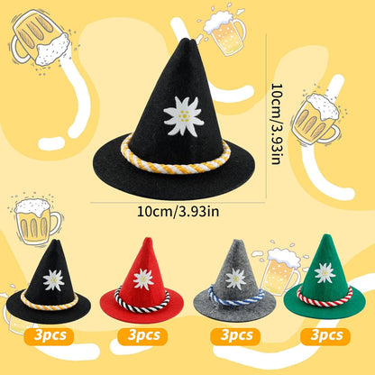 Mini-tracht-hattar i filt i ett färgglatt 12-pack – EdelweißGaudi Oktoberfest 2026