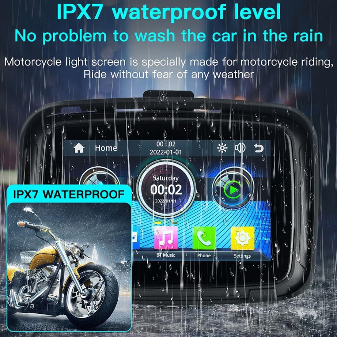 Bärbar motorcykelmonitor med 5-tums (12,7 cm) IPS-skärm – RideMate