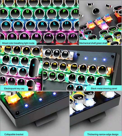 87-tangenter mekaniskt gamingtangentbord, RGB-bakgrundsbelyst, blå switchar