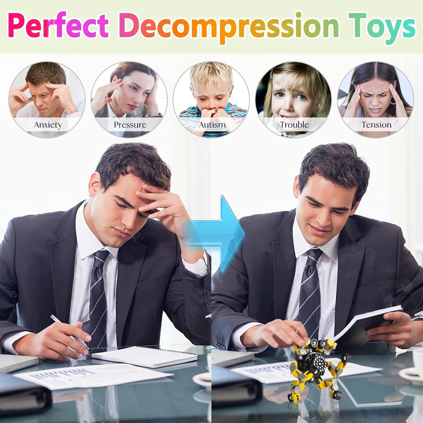 Formbar anti-stress fidget spinner för barn och vuxna – 4-pack