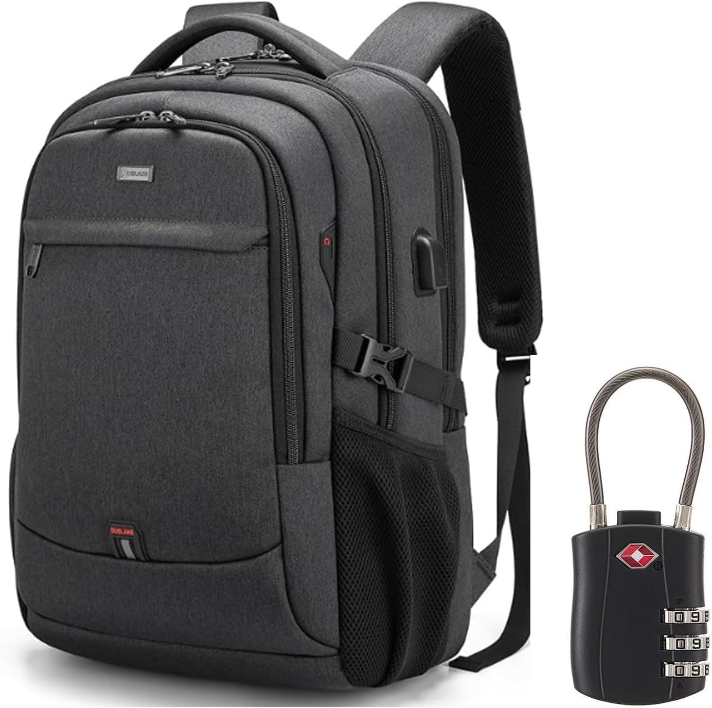 Vattentät reseryggsäck för laptop med USB-port och organiserad förvaring