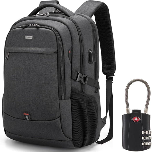Vattentät reseryggsäck för laptop med USB-port och organiserad förvaring