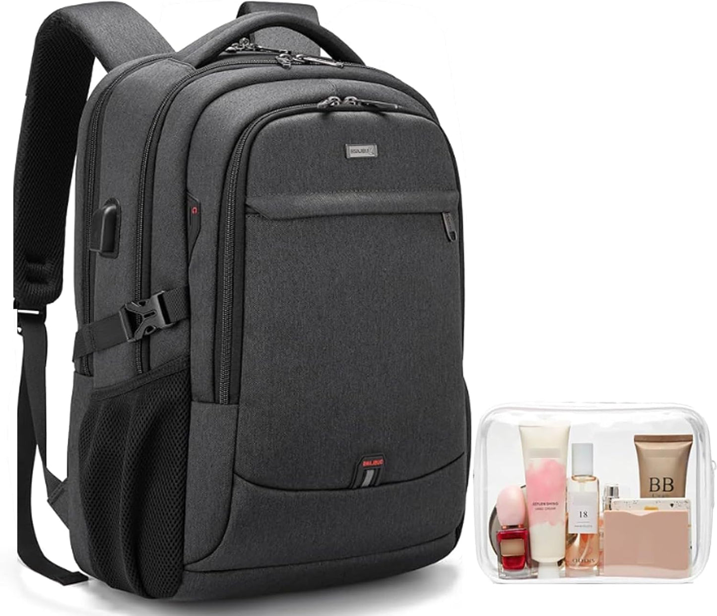Vattentät reseryggsäck för laptop med USB-port och organiserad förvaring