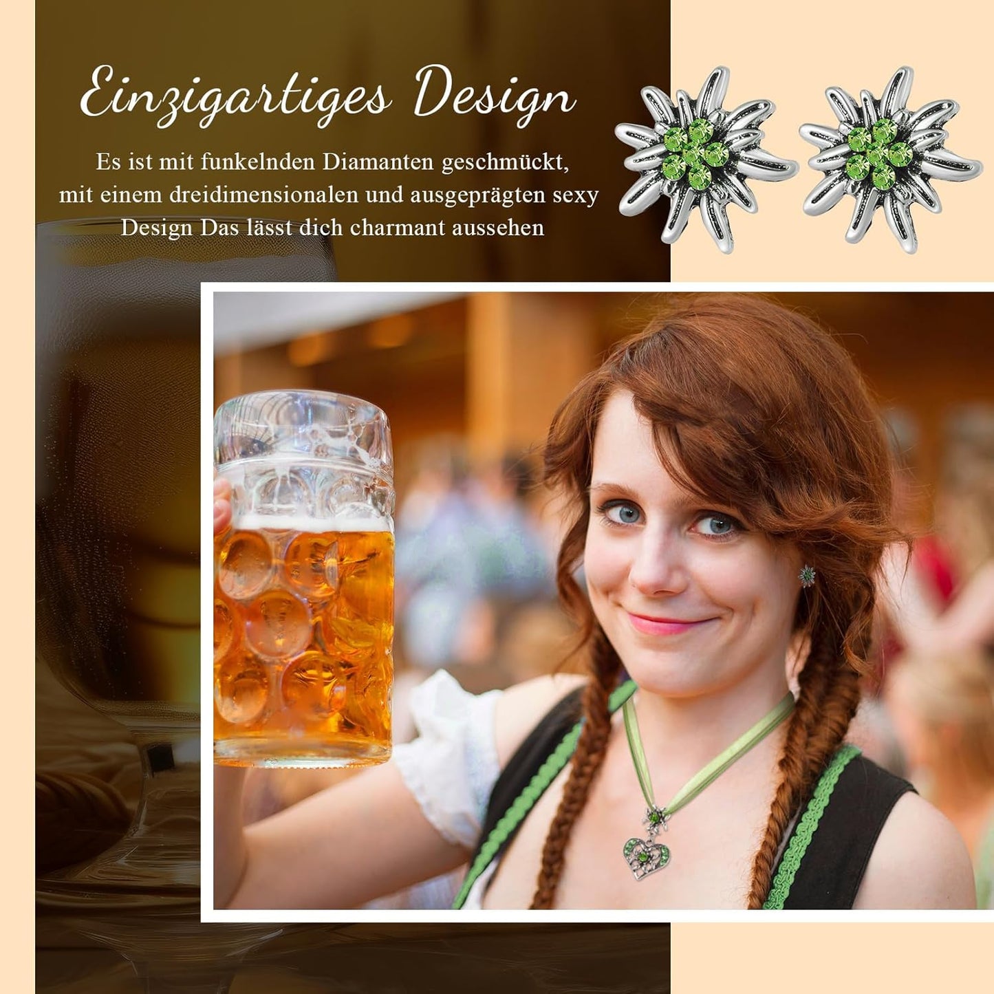Edelweiß smyckeset med hjärthänge – AlpenFrische Oktoberfest 2026