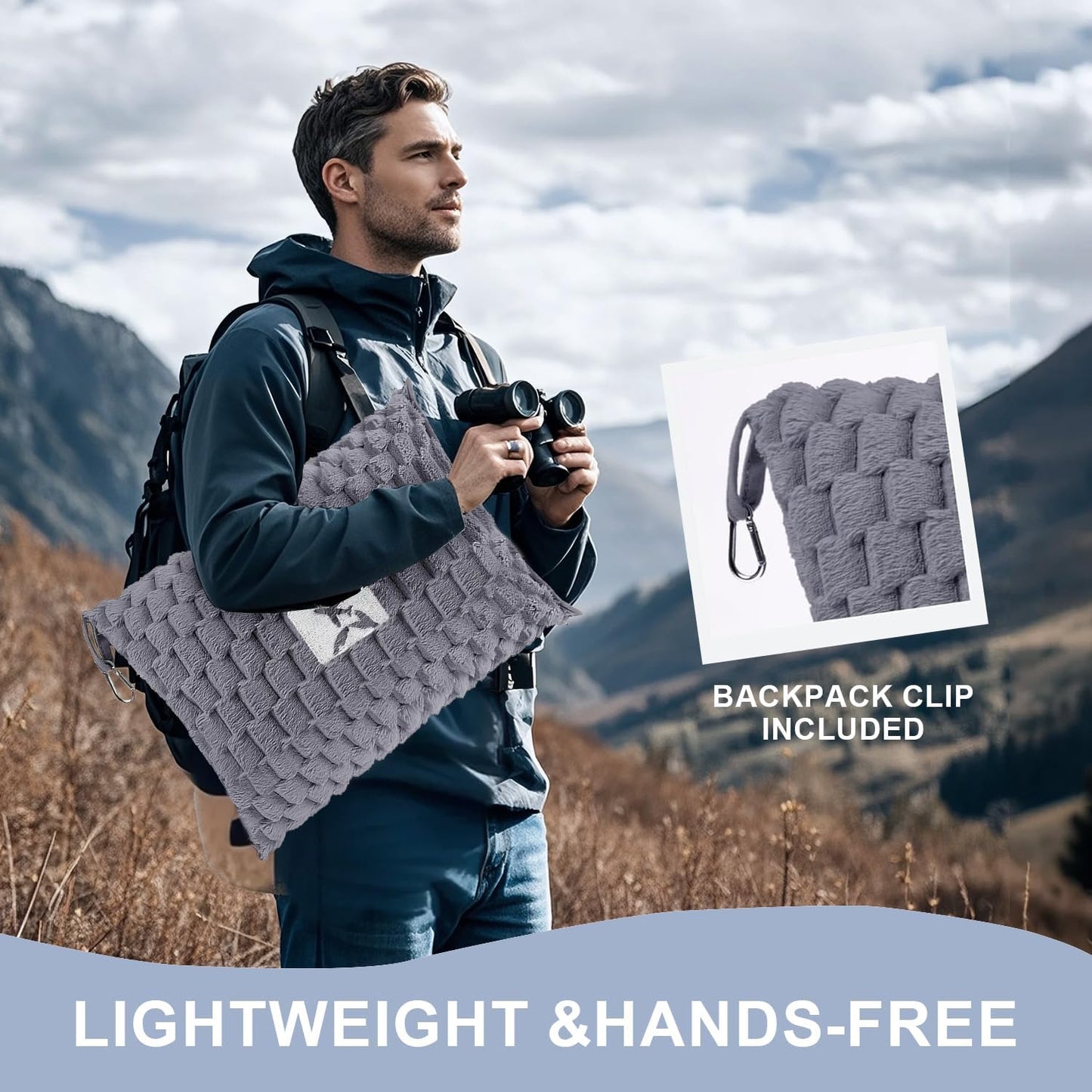 Packbar flanellresefilt med kuddficka och bagageslits – Trevora