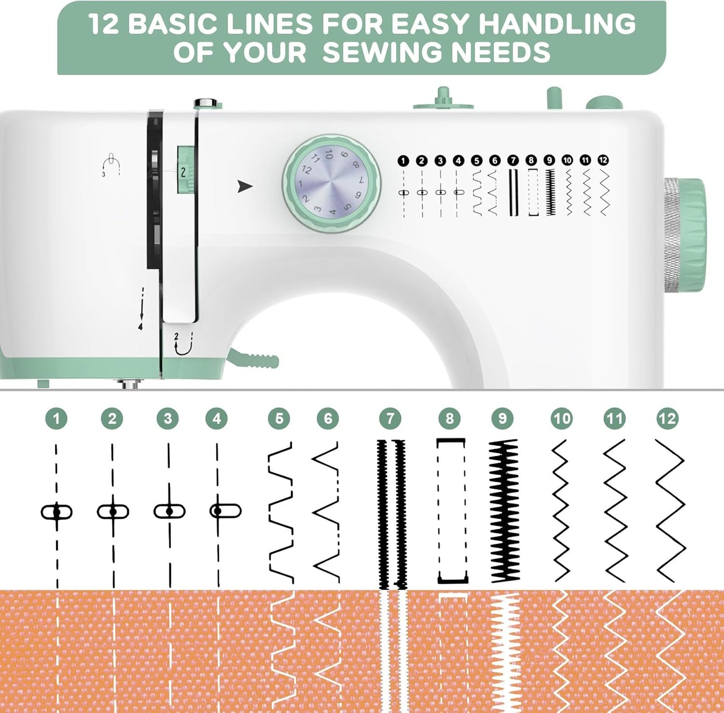 Bärbar symaskin med 12 sömmar och förlängningsbord – StitchPro