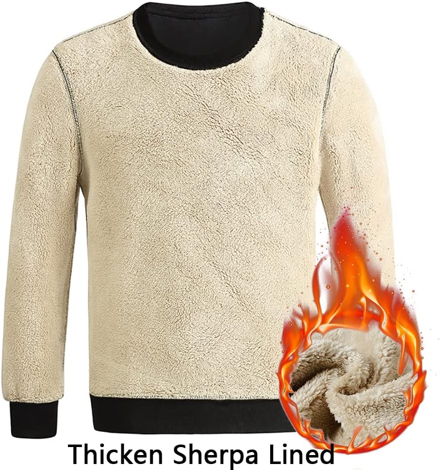 Beige Sherpa-Pullover, warm, flauschig, Unisex, Wintermode, gemütlich, isoliert, modisch.