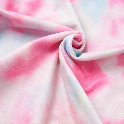 Rosa Batik-Stoff, weiche Baumwolle, ideal für DIY-Nähprojekte und modische Kleidung.