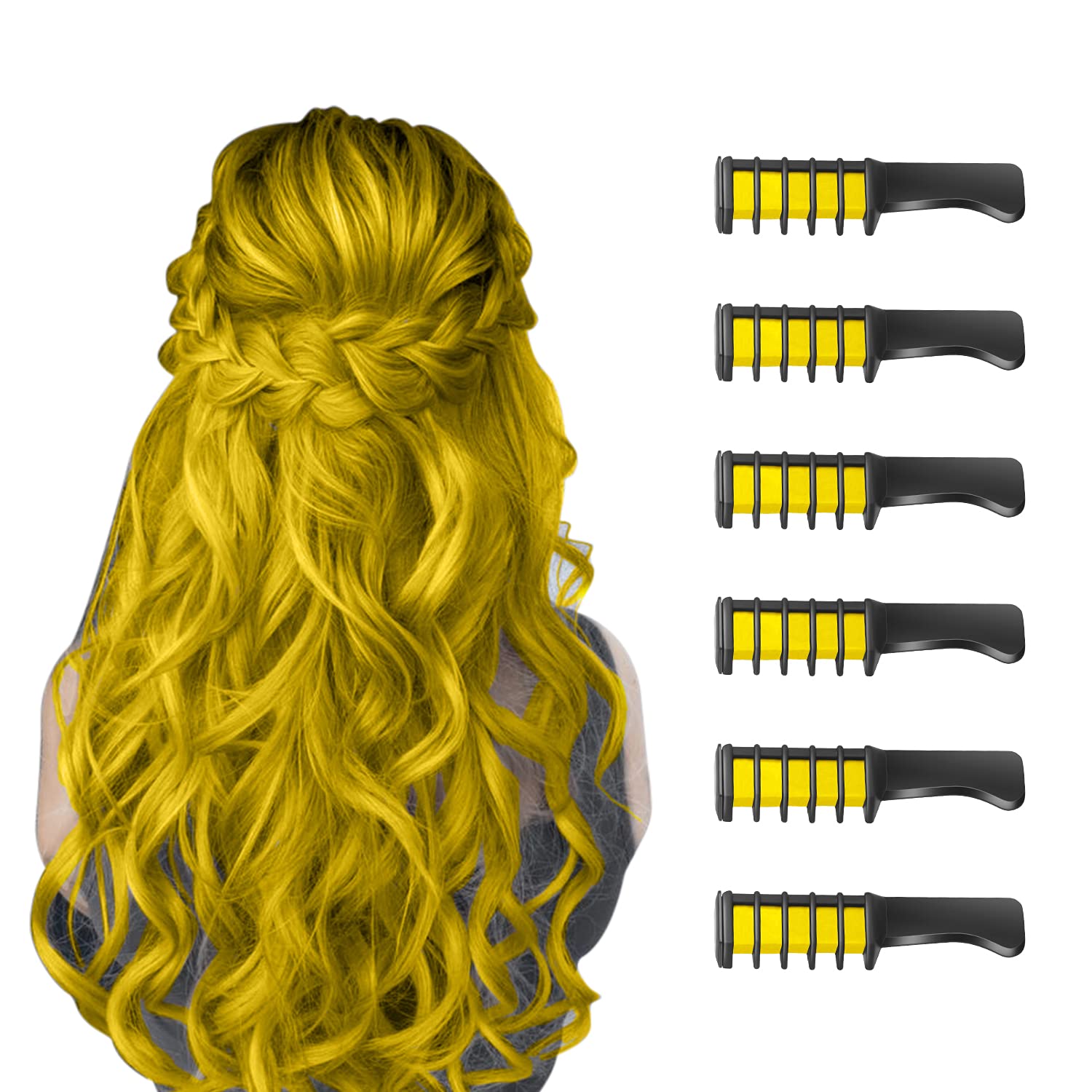 Gelbe Haarbürste mit ergonomischem Griff, ideal für lockiges Haarstyling und Entwirrung.