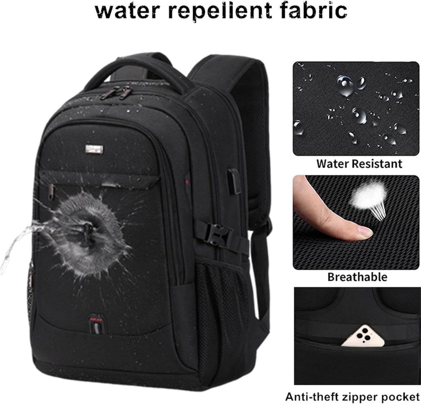 Vattentät laptop- och reseryggsäck med organiserade fack