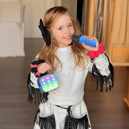 Bärbar mini-karaokemaskin med Bluetooth-högtalare och 2 trådlösa mikrofoner – Veylo