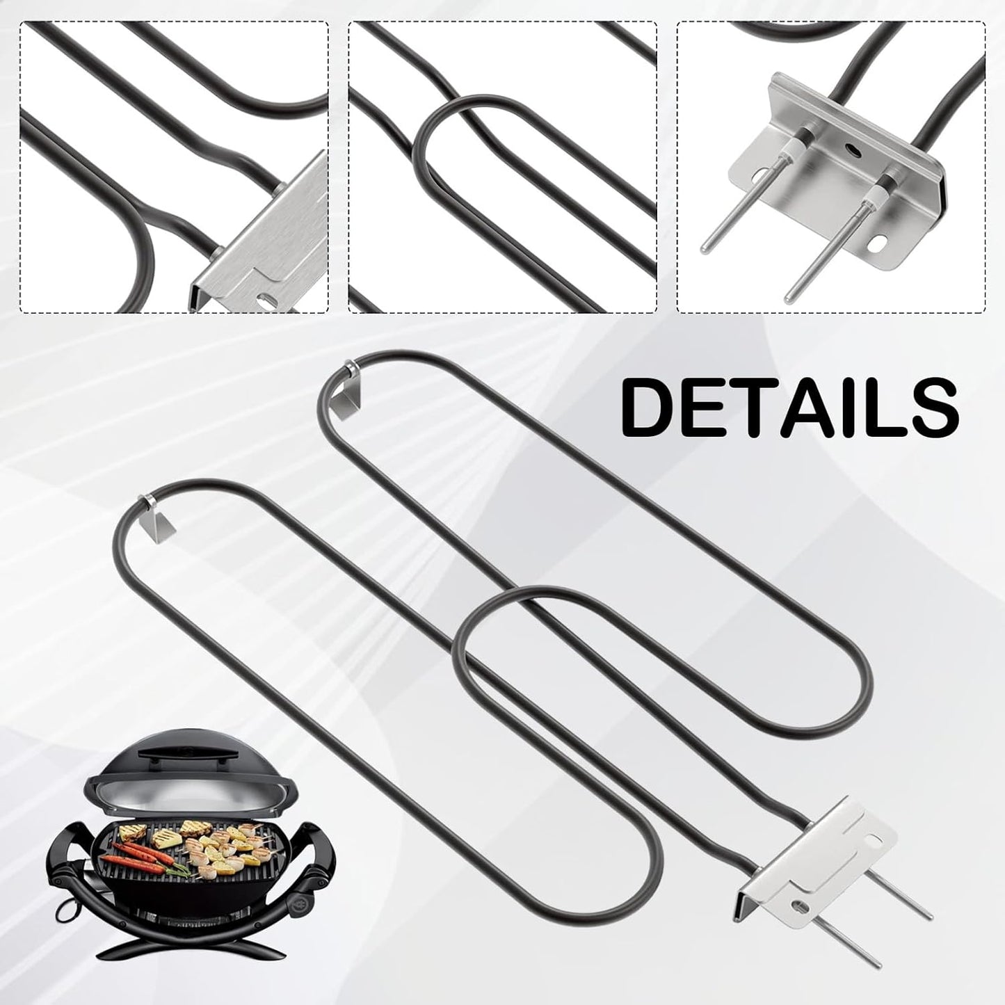 Högpresterande värmespiral i rostfritt stål 2200 W för utomhus-elgrill – Zeythra