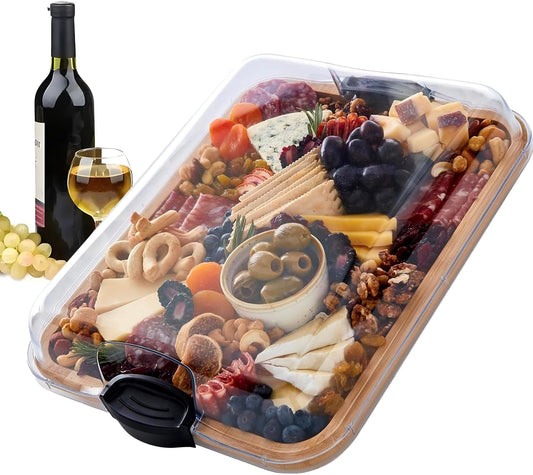 Bambu-charkbricka med låsbart genomskinligt lock – Savorya