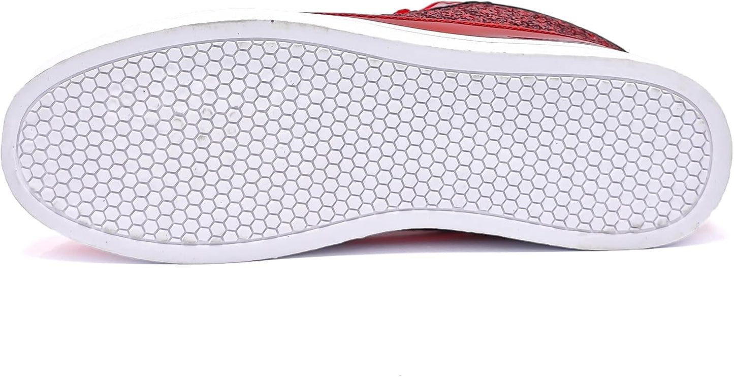 Rote Sneaker-Sohle mit weißem Wabenmuster, rutschfest, modisch, Unisex-Sportschuh.