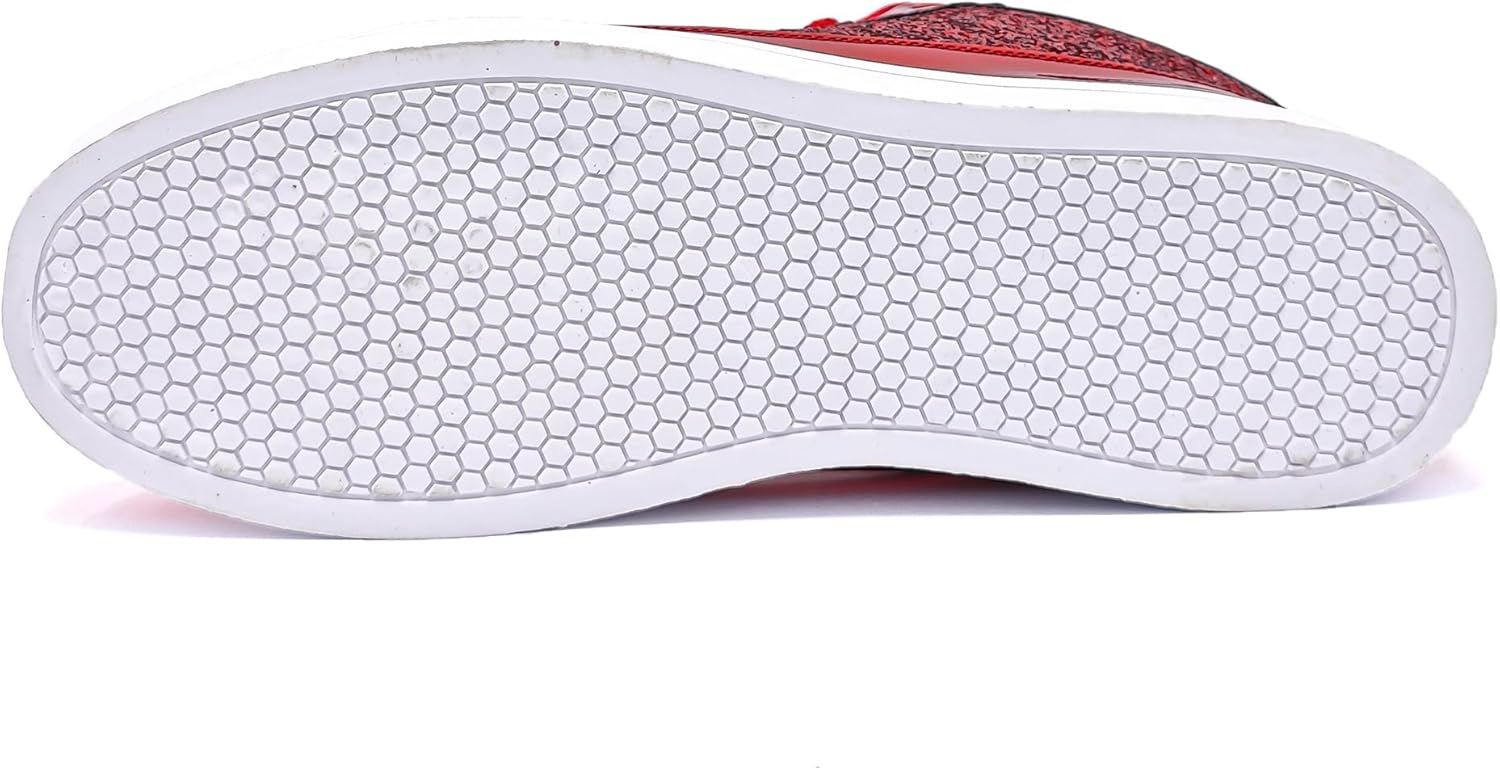 Rote Sneaker-Sohle mit weißem Wabenmuster, rutschfest, modisch, Unisex-Sportschuh.