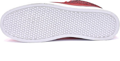 Rote Sneaker-Sohle mit weißem Wabenmuster, rutschfest, modisch, Unisex-Sportschuh.
