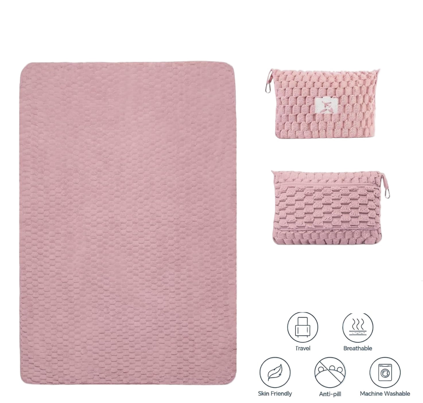Packbar flanellresefilt med kuddficka och bagageslits – Trevora