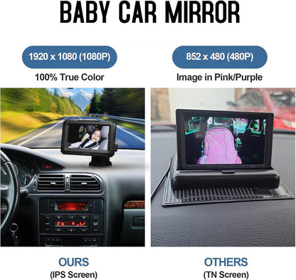 Babyspegel med 1080P-kamera och 4,3-tums skärm – Solvian