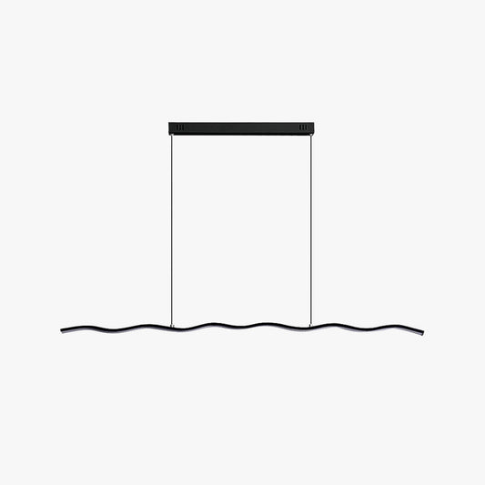 Moderne schwarze LED-Pendelleuchte, wellenförmig, minimalistisch, für Esszimmerbeleuchtung.