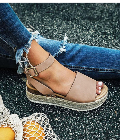 Damskor Plateau-espadriller Sandaler med kilklack och remmar – Livia