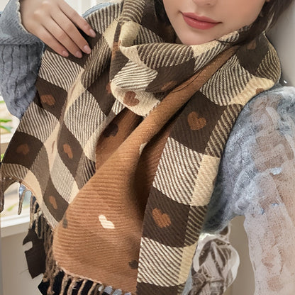 Rutig damhalsduk i polyester för höst och vinter – Aurelie