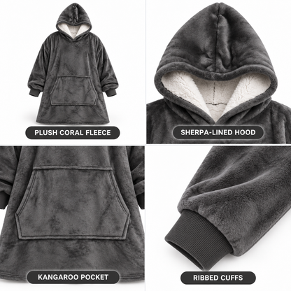 Ultra-Soft Oversized Sherpa Hoodie Blanket (with Pocket) 4