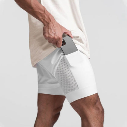 2-i-1 herrsportshorts, andningsbara med innershorts för träning - Noah