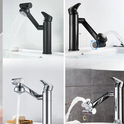 Schwarzer und silberner Wasserhahn mit ausziehbarer Brause, modern, Küche, Bad, Edelstahl.