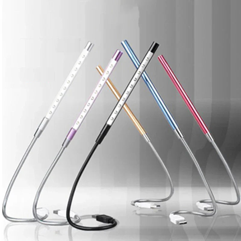 LED-Schreibtischlampen, flexibel, USB-betrieben, in Silber, Schwarz, Blau, Gold, Pink.