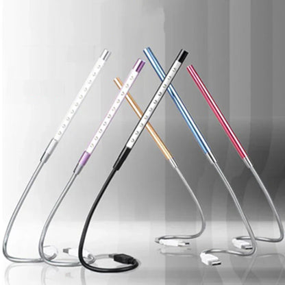 LED-Schreibtischlampen, flexibel, USB-betrieben, in Silber, Schwarz, Blau, Gold, Pink.