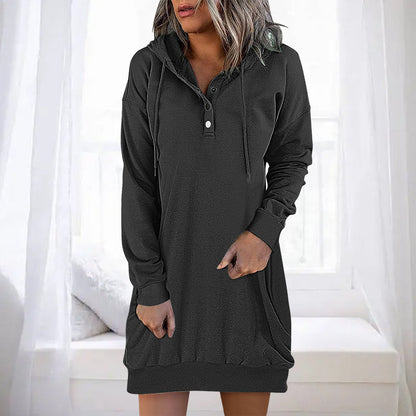 Höstig minimalistisk lång hoodie för dam – Valeria