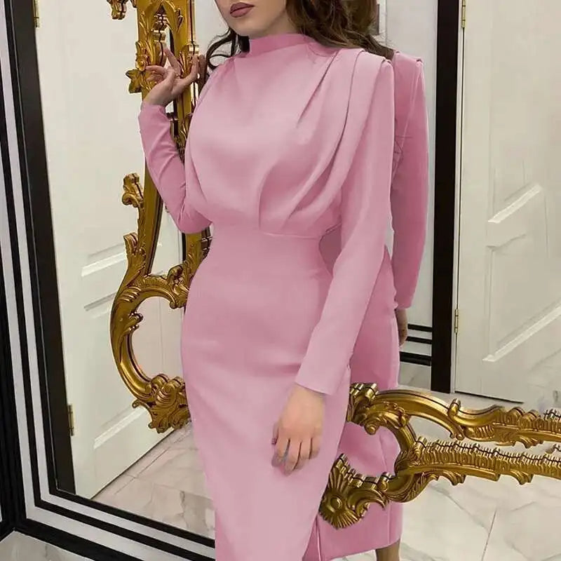 Bodycon midi-klänning med polokrage - Valeria