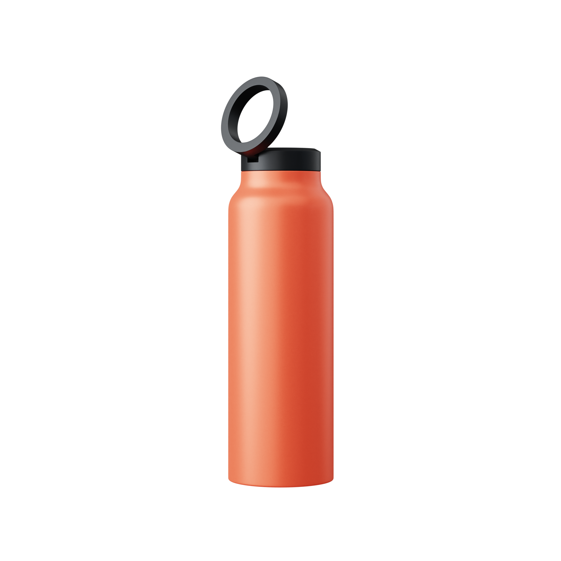Rote Edelstahl-Wasserflasche mit schwarzem Deckel, wiederverwendbar, umweltfreundlich.
