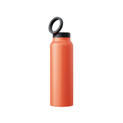 Rote Edelstahl-Wasserflasche mit schwarzem Deckel, wiederverwendbar, umweltfreundlich.
