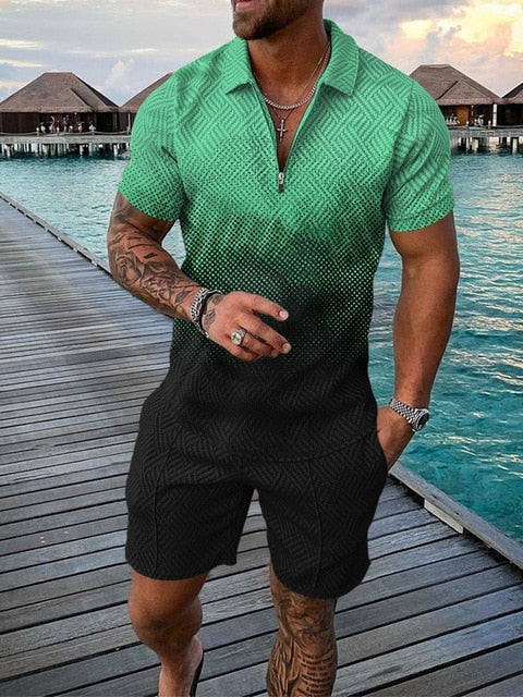 Tvådelat herrsommaroutfit med polo och shorts – Damon