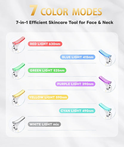 7-in-1 LED-Lichttherapiegerät für Gesicht und Hals, 7 Farbmodi, Hautpflege, Anti-Aging.