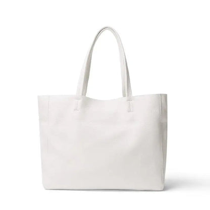 Weiße Ledertasche, Shopper, Damen, elegant, geräumig, modisch, Alltagsgebrauch, Accessoire.