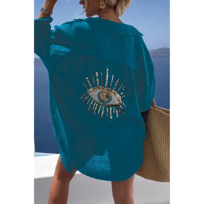 Linne damblus med knappslå – Marise