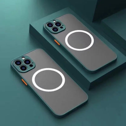 Matt magnetiskt mobilskal med MagSafe och fallskydd – 1+1 GRATIS