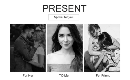 Schwarz-Weiß-Fotocollage, drei Paare, romantische und freundschaftliche Szenen, Geschenkideen.