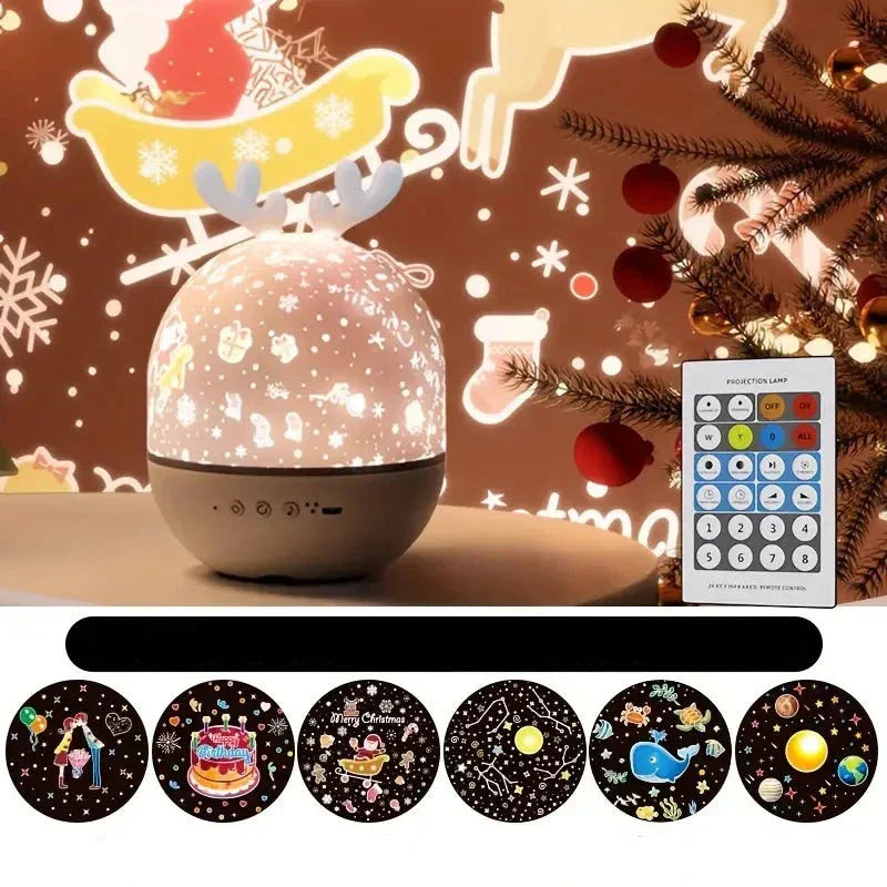 Weihnachtlicher LED-Projektor mit Fernbedienung, Sternenhimmel, Nachtlicht, Kinderzimmer-Dekor.