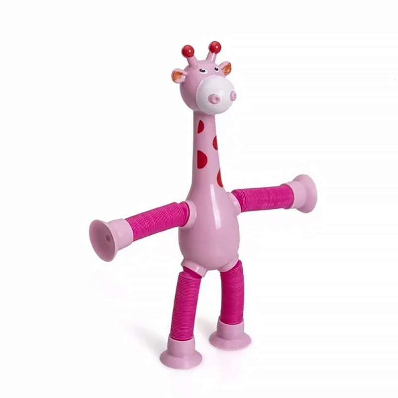 Rosa Giraffen-Spielzeug aus Holz, Kinderzimmer-Dekoration, lustiges Design, Geschenkidee.