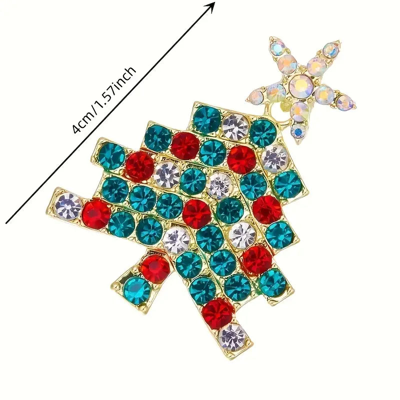Weihnachtsbaum Brosche, bunt, Strass, 4cm, festlicher Schmuck, Geschenkidee.