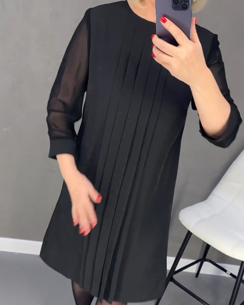 Elegant höstskiftklänning med mesh-detaljer – Gabrielle