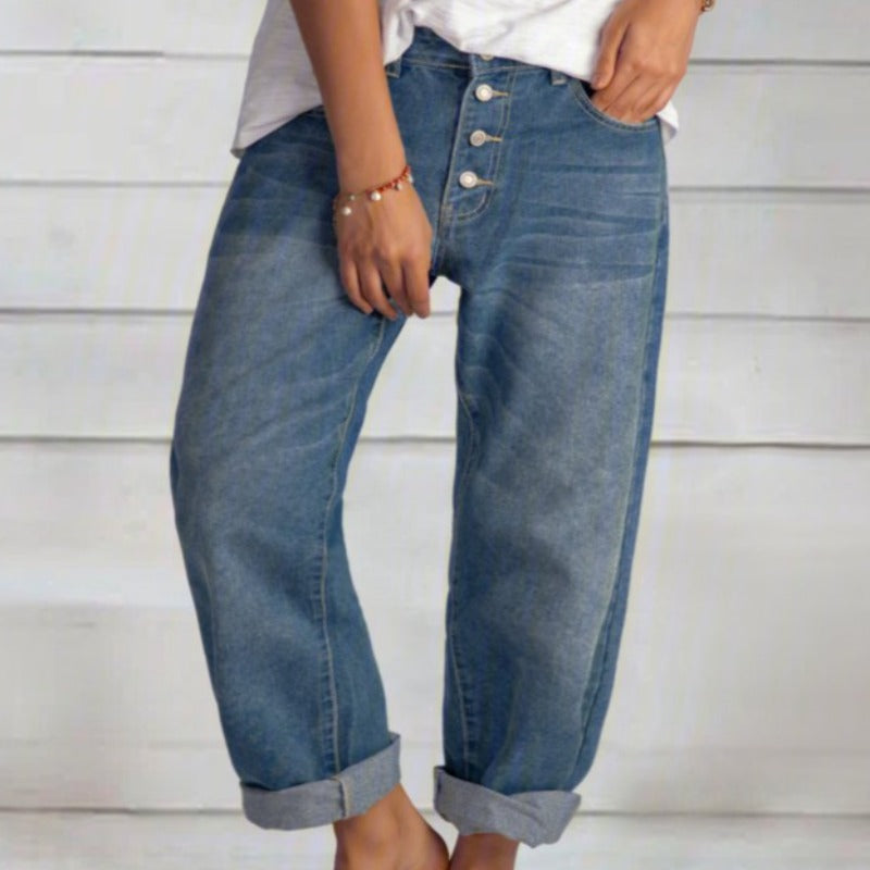 Boyfriendjeans med hög midja för damer – Maribel