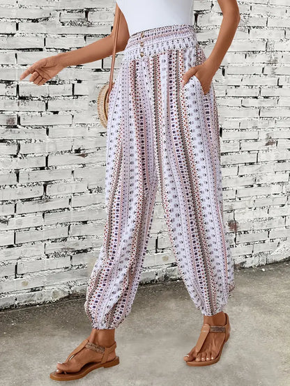 Boho-chic dambyxor med grafiskt tryck – Solara