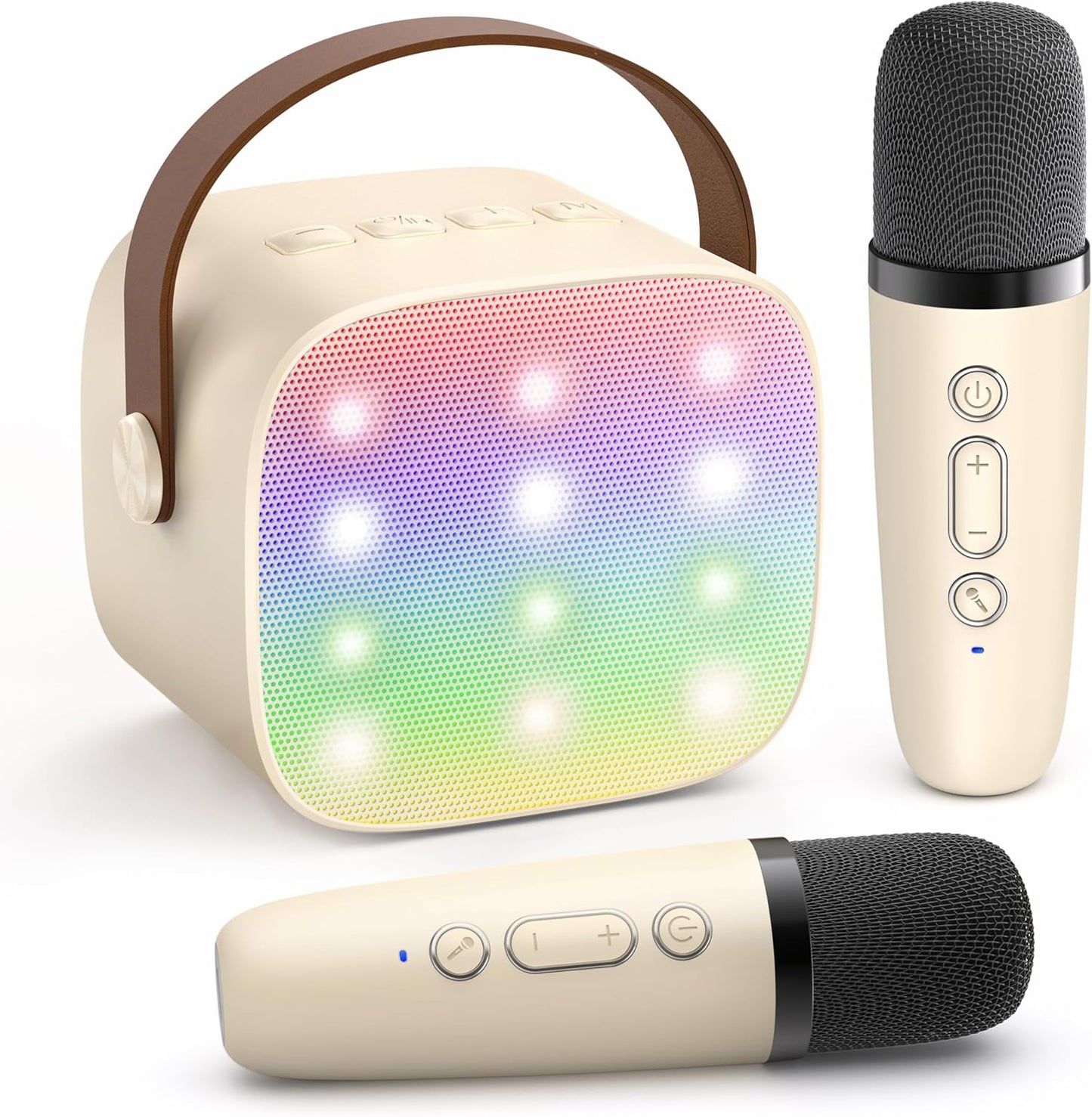Bärbar mini-karaokemaskin med Bluetooth-högtalare och 2 trådlösa mikrofoner – Veylo